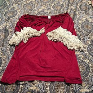 2b together Red Top with Cream Lace Accents